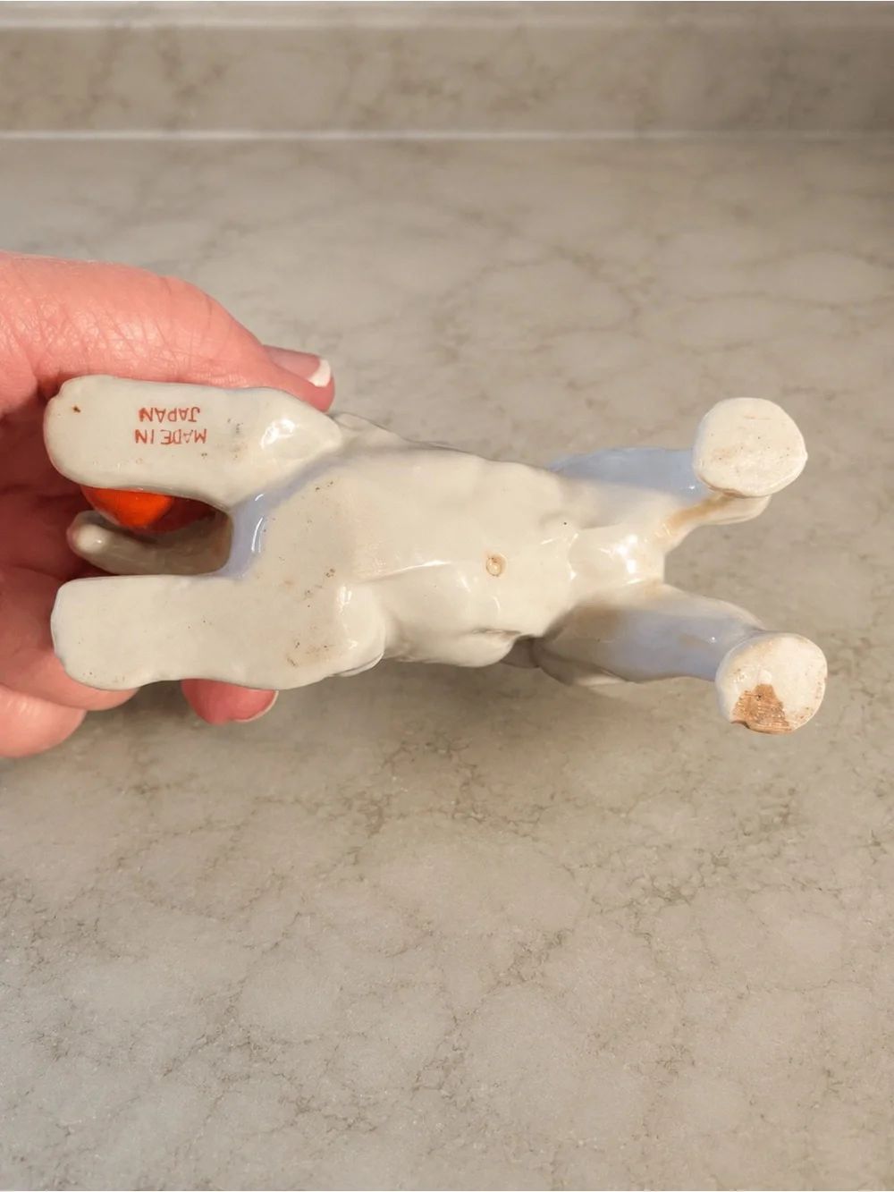 Vintage Made in Japan Porcelain Terrier Puppy Figurine with Red Ball